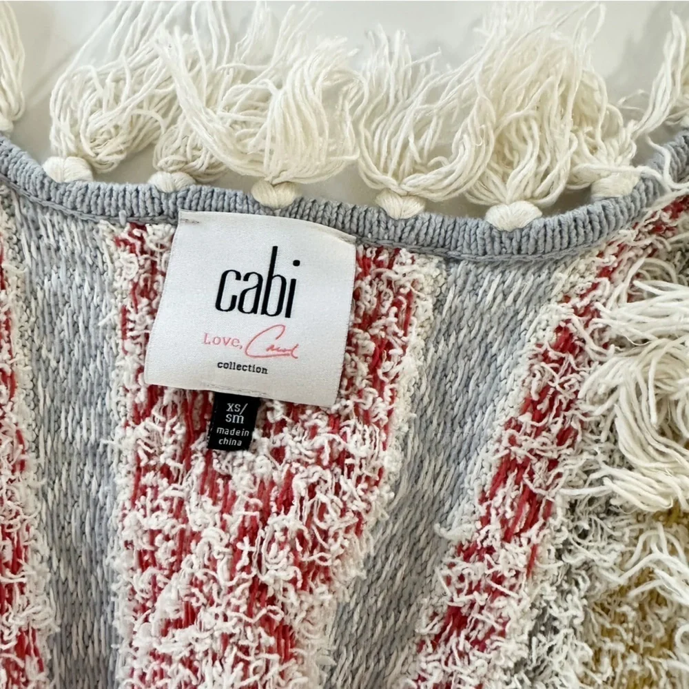 Cabi Womens XS Small Siesta Fringe Boho Poncho Cardigan Sweater 5001